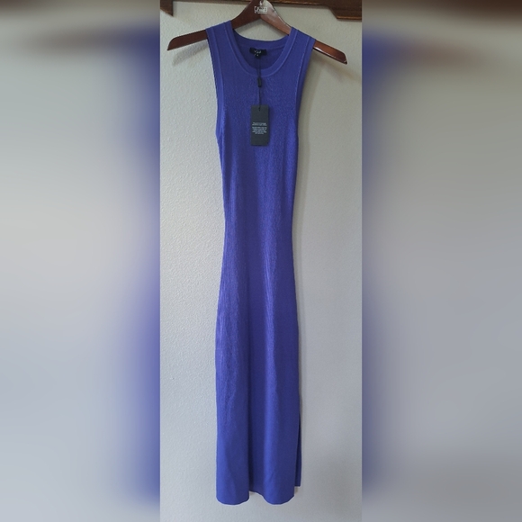 NWT Rails Syd Dress Purple Midi Ribbed Back Cutout Side Split Womens Size S - Picture 1 of 9